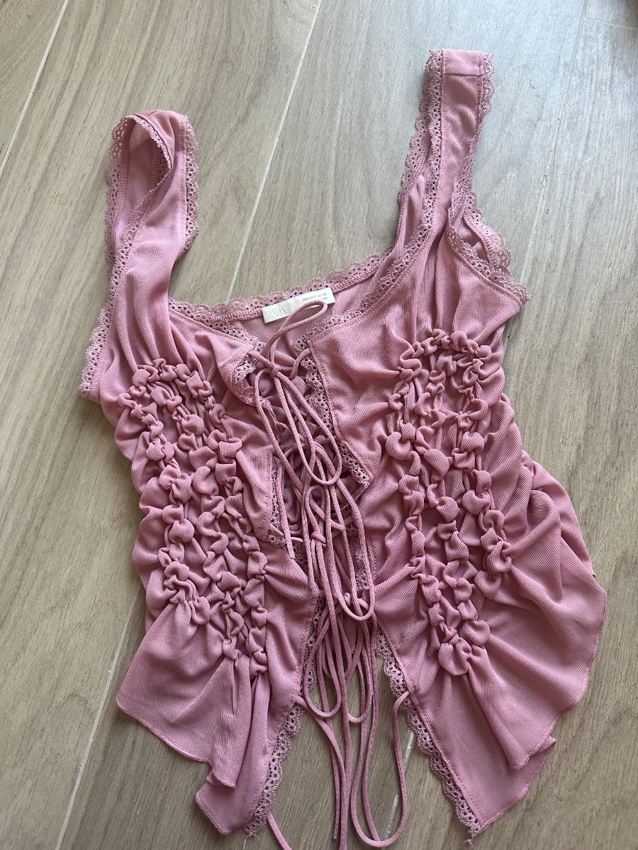 Zara ruffle tie up top