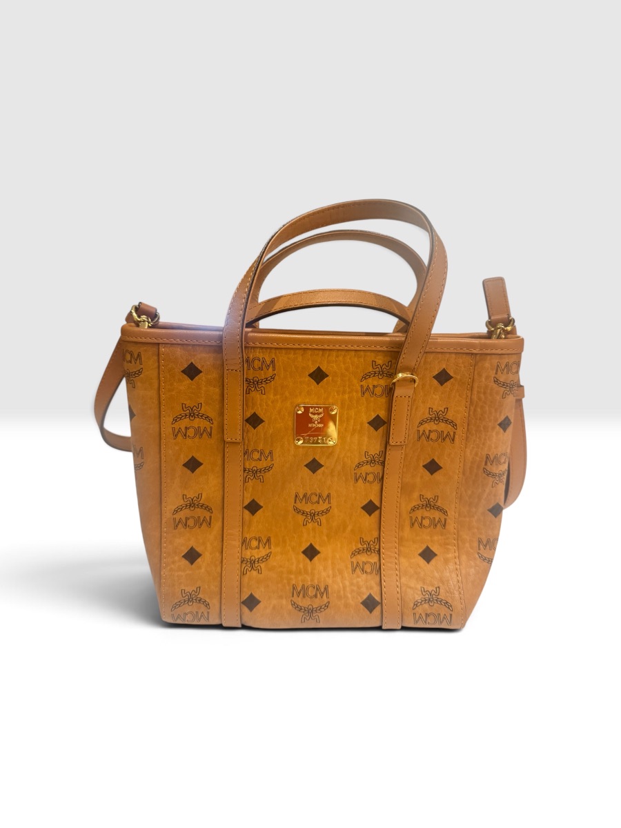 MCM Visetos Cognac Tote Bag | Medium Size | Excellent Condition
