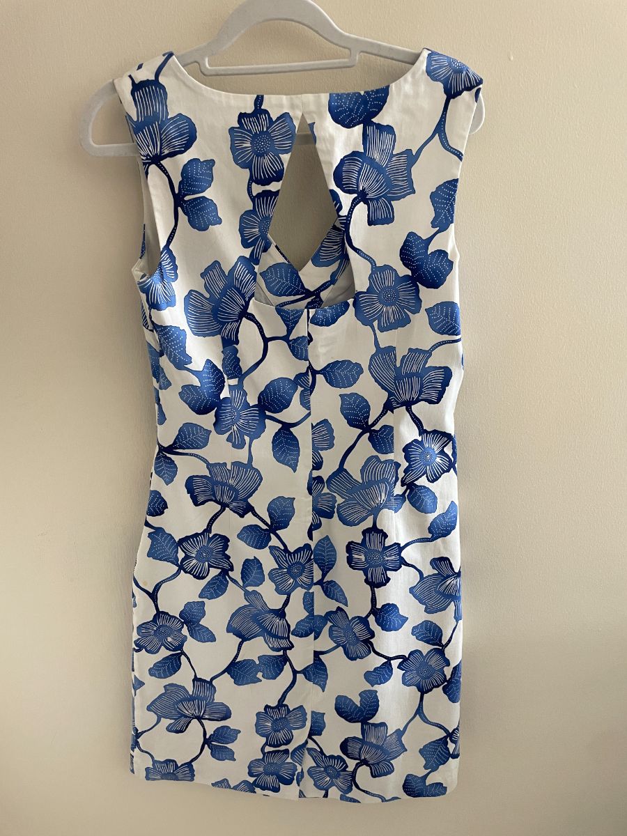 Oasis Blue & White Flower Dress UK12 photo 2