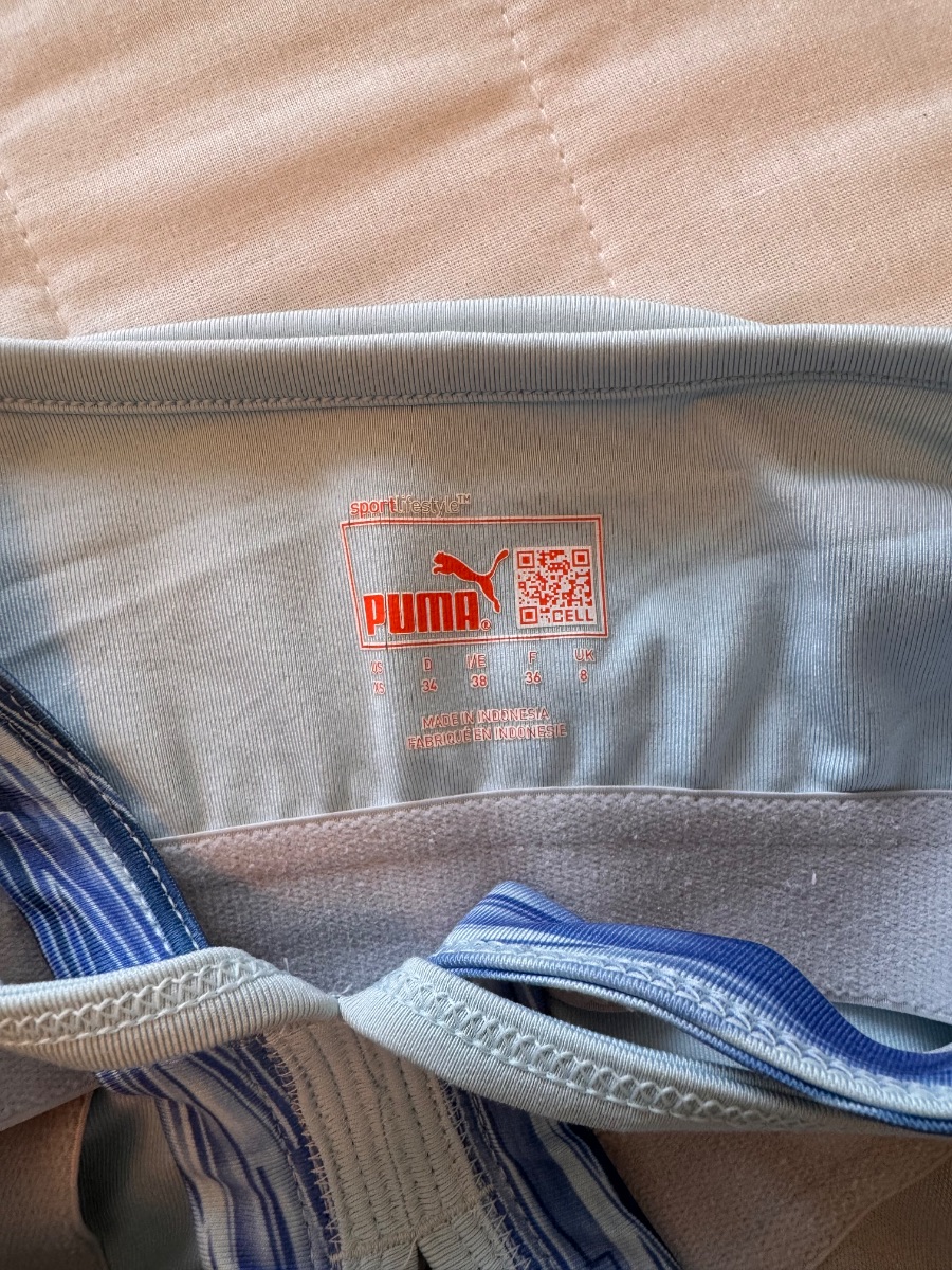 Puma blue and white patterned training tank top photo 3