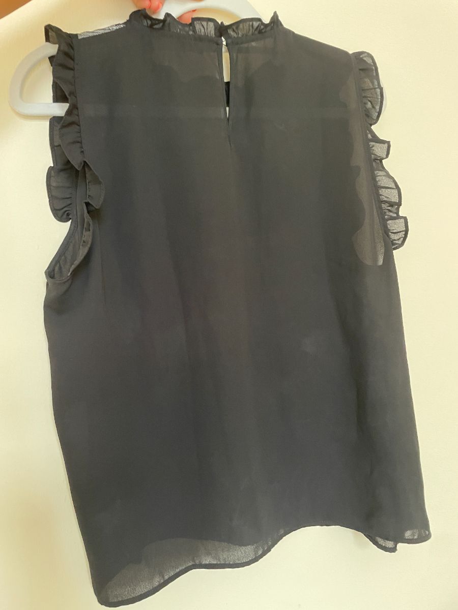 Black Zara Pretty Lace High Neckline Sleeveless top - Large photo 2