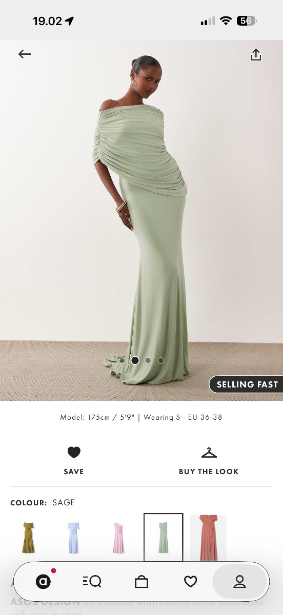 ASOS DESIGN Sage Green Ruched Off-Shoulder Maxi Dress