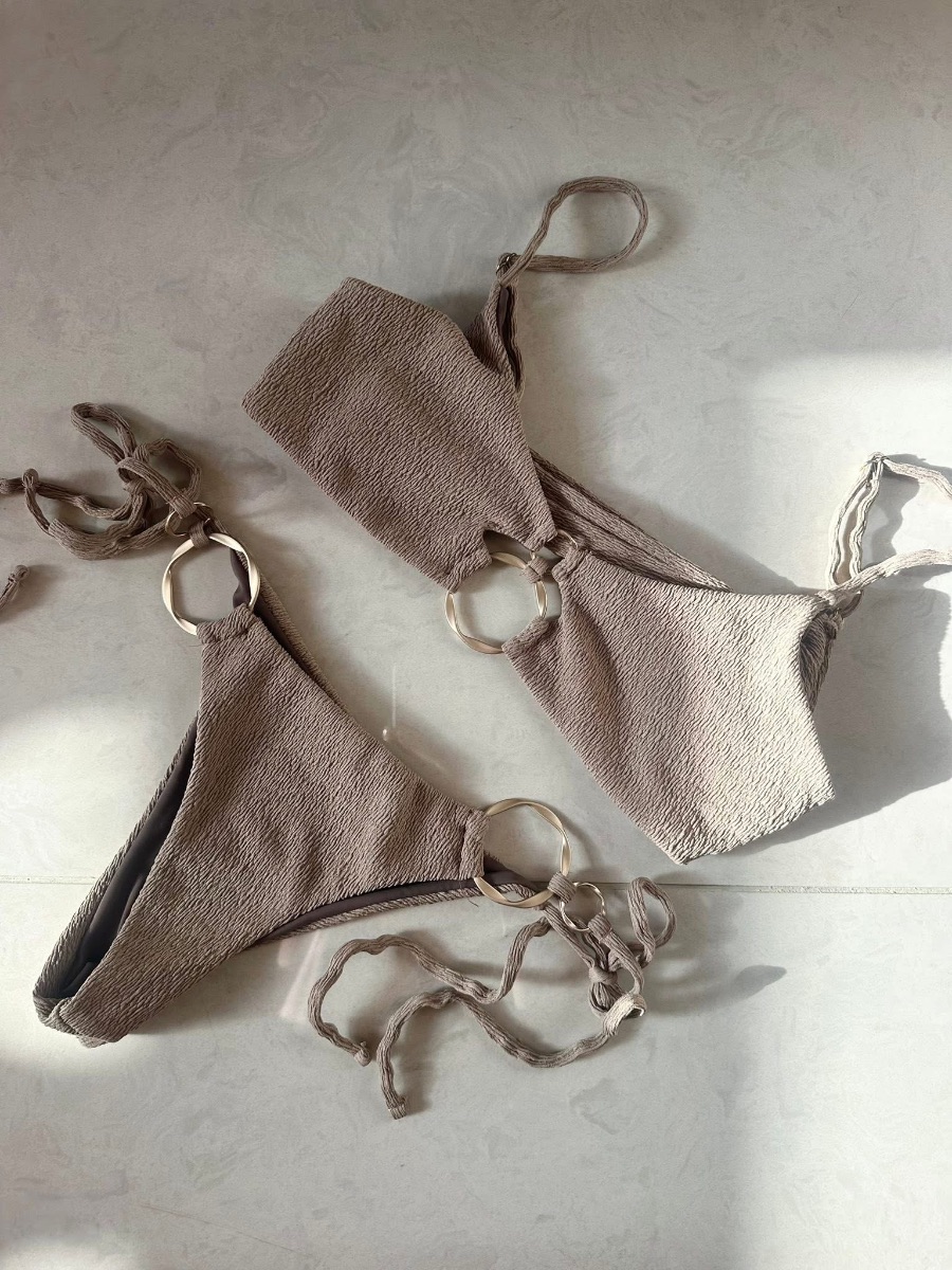 Beach City Brown Bikini with Gold Detailing