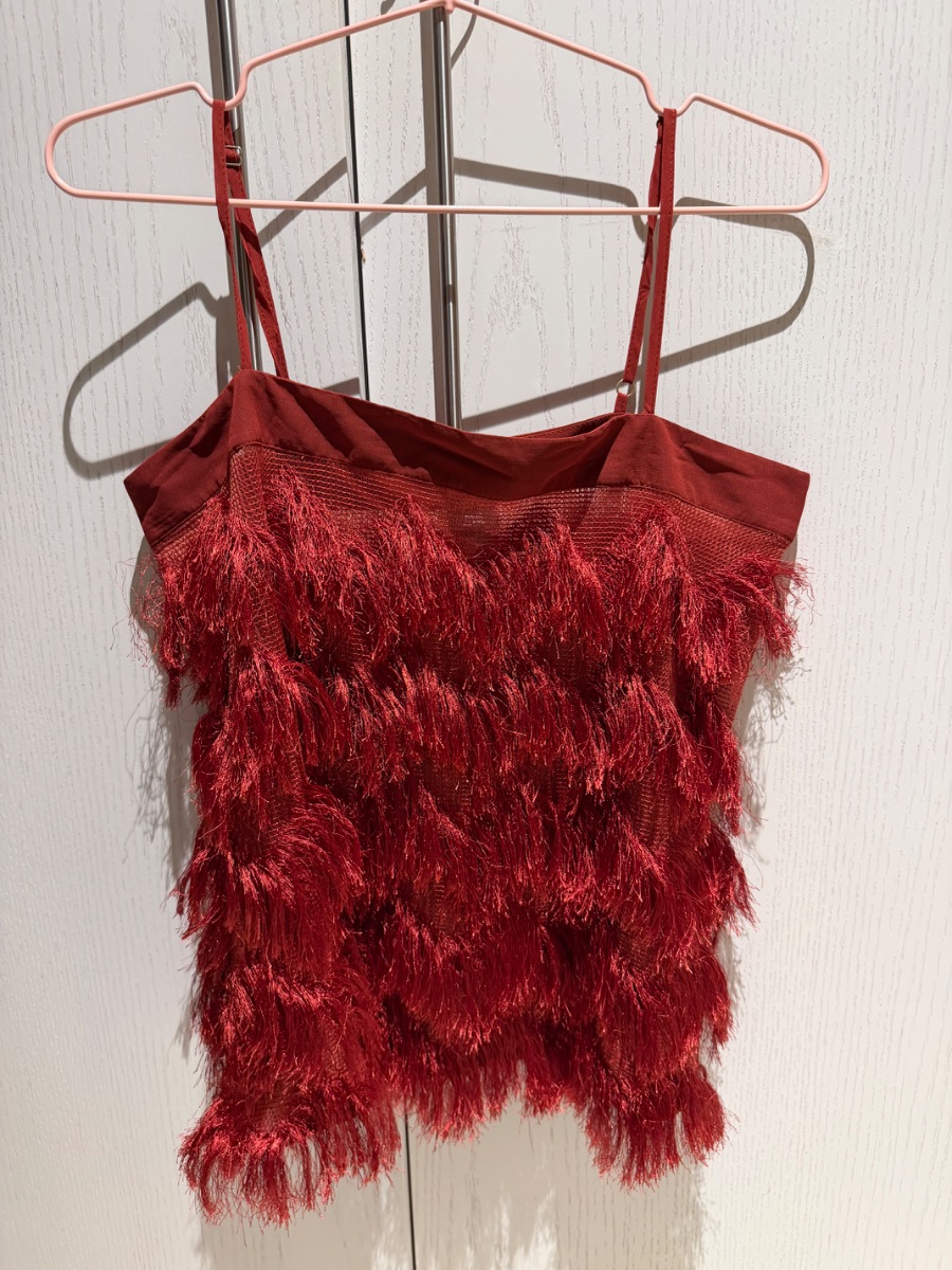River Island (red/copper) fringe blouse