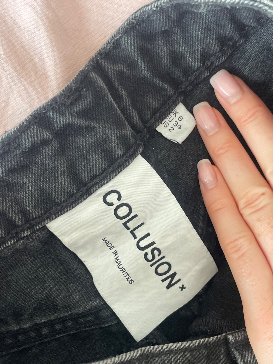 ASOS Collusion black denim short photo 3
