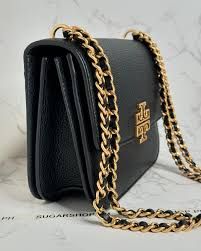 Tory Burch Britten Small Adjustable Shoulder Bag (Black Pebbled Leather) photo 2