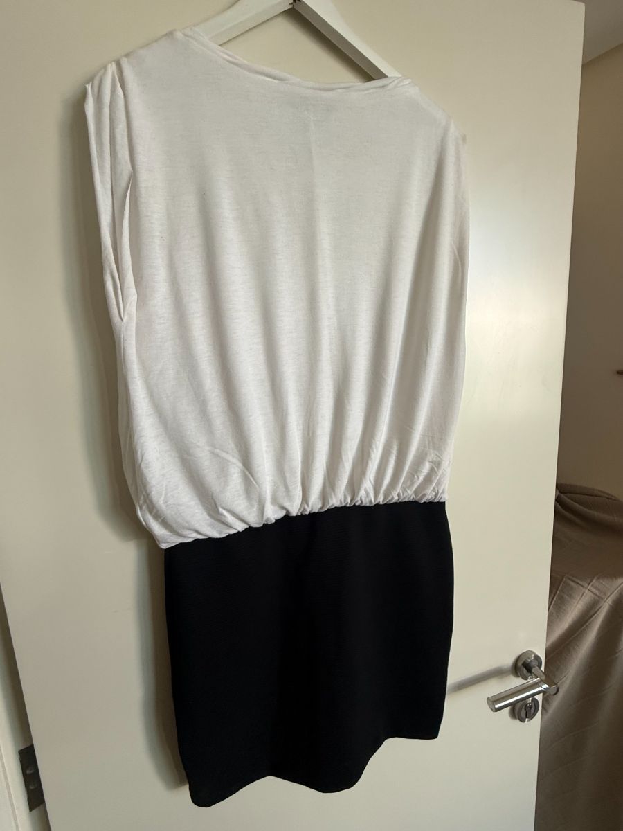 Mango White Tshirt & Blk Mini Skirt Dress Medium photo 2