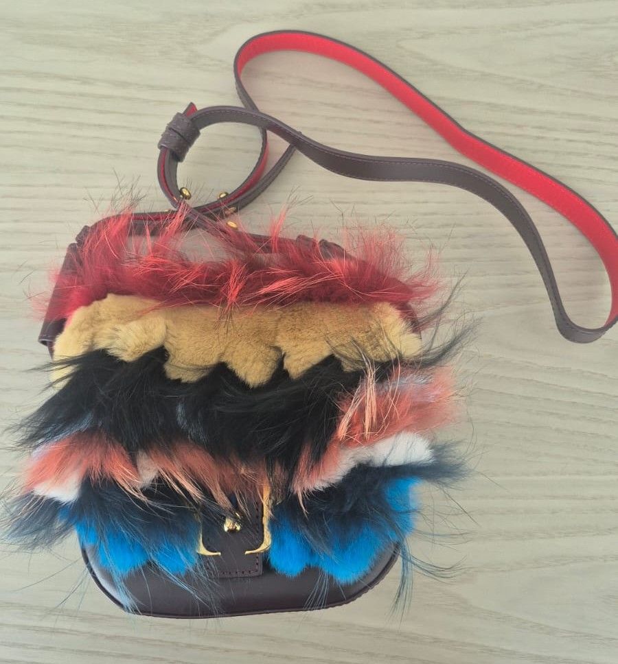 Paula Cademartori Fur and Feather Flap Shoulder Bag