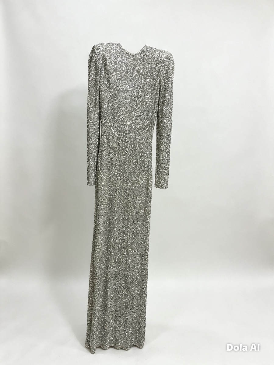 ZARA Silver Sequin Gown photo 2