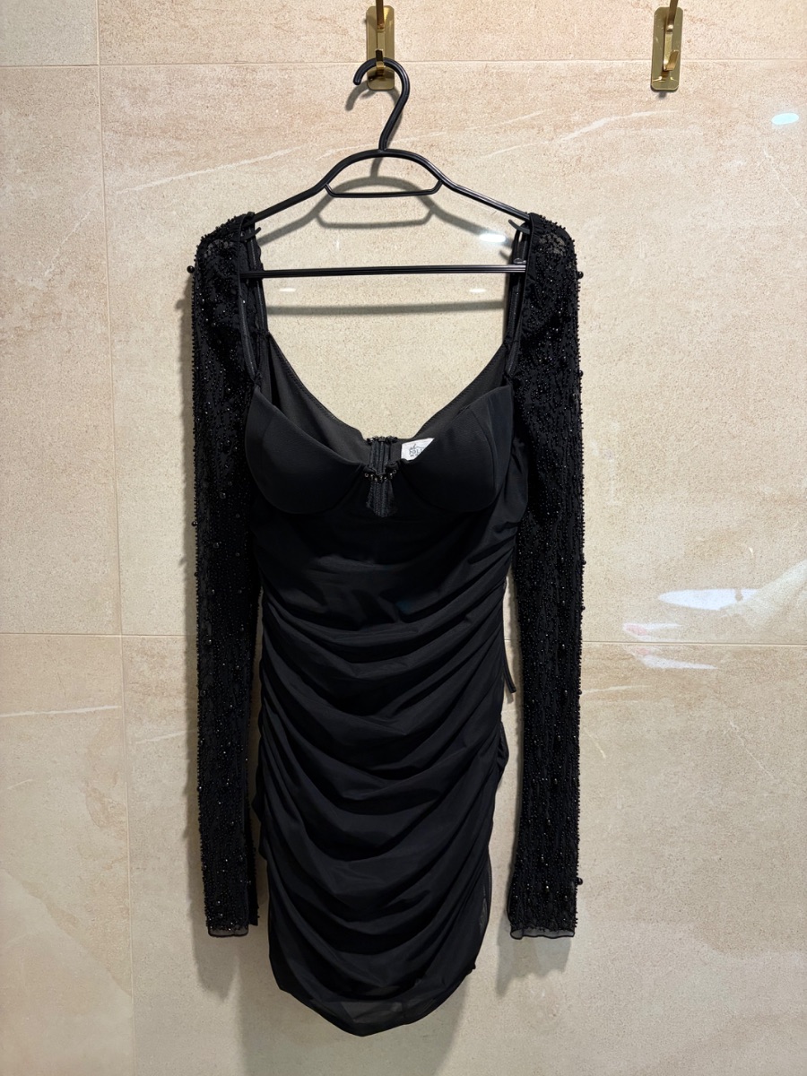 Oh Polly Embellished Black Mini Dress