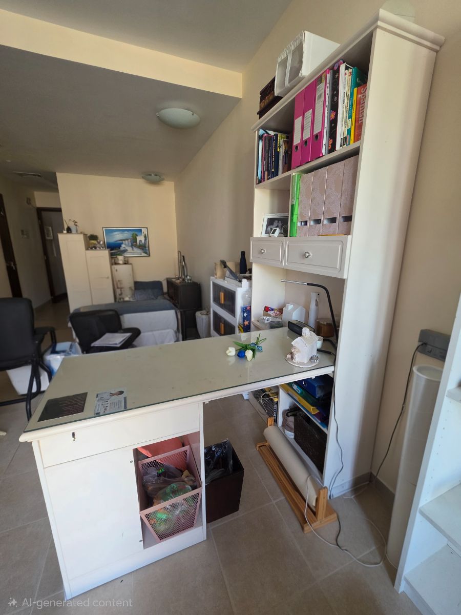 Bookcase with attached desk photo 2