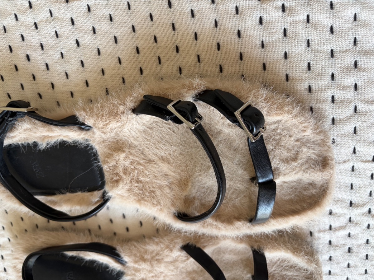 Zara Fur and Leather Flats - Sz 38 photo 3