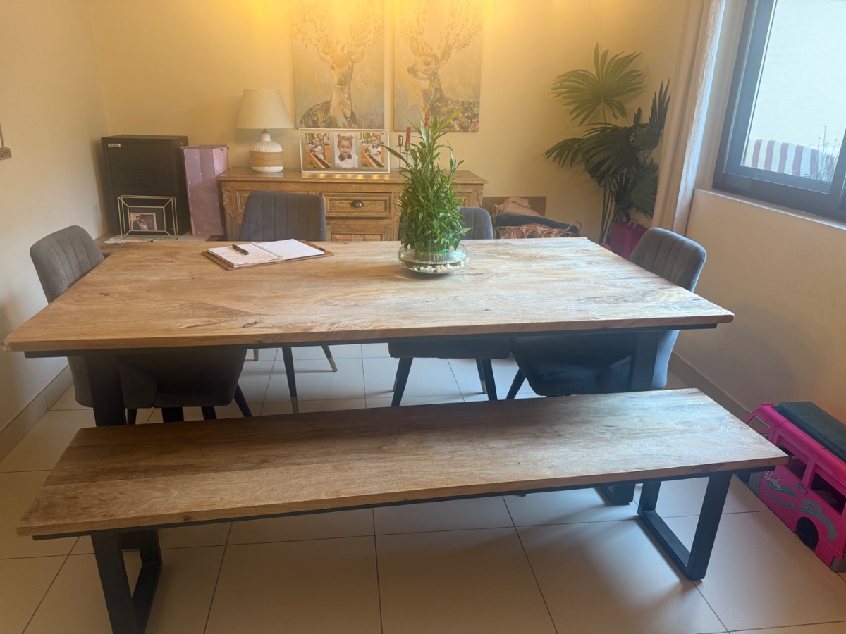 Dining table with bench and 4 chairs