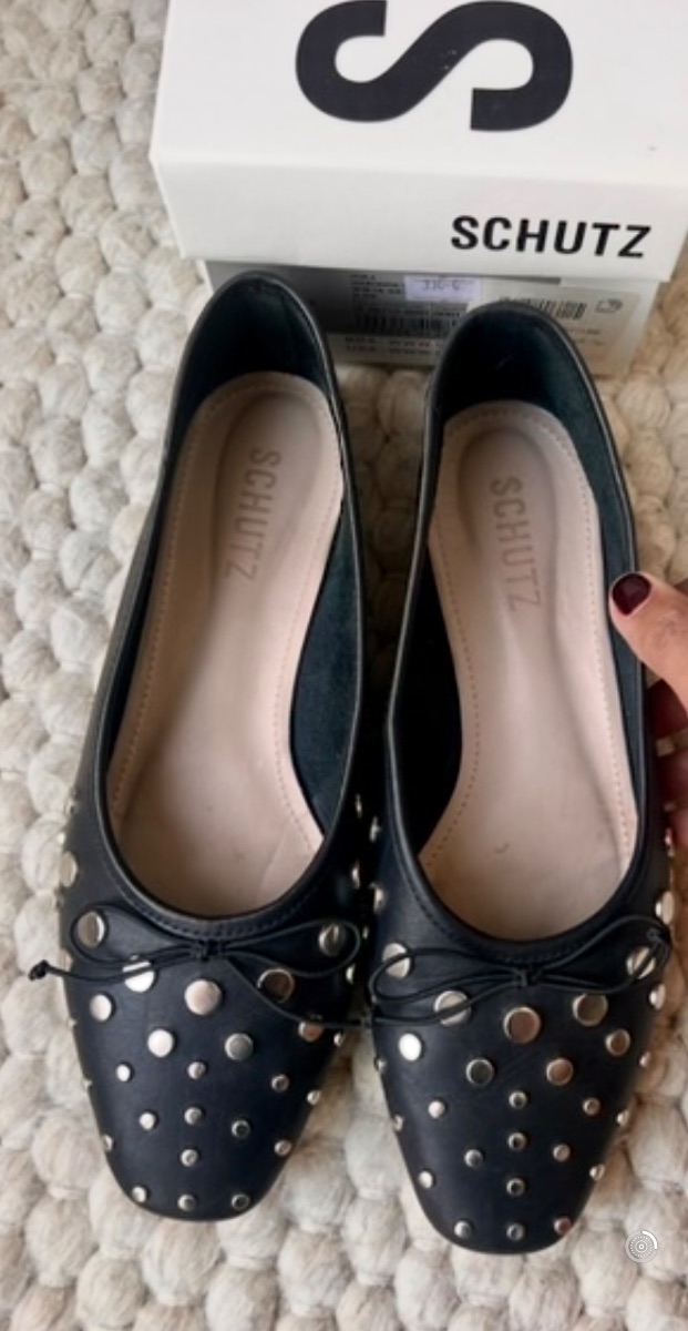 Leather Schutz Ballet Flats With Studs - Sz 37 EU photo 2