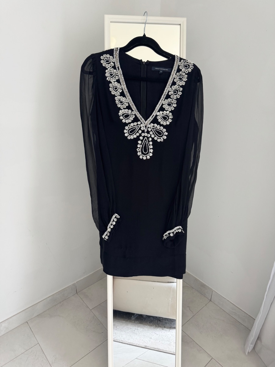 French Connection Embellished Black Dress – Size 12