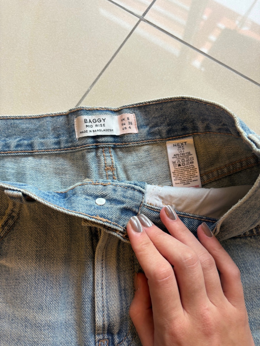 Next blue denim straight leg high waisted shorts photo 3
