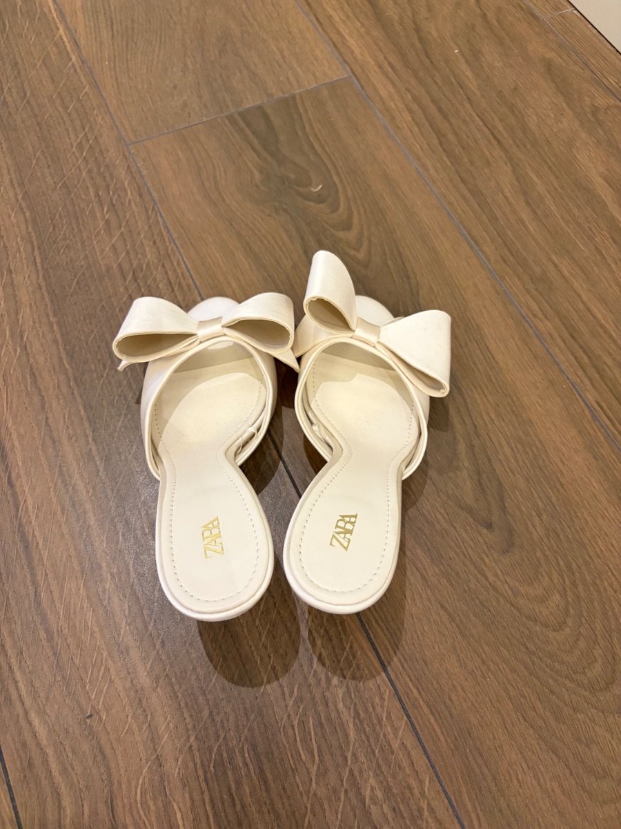 Zara beige bow heels photo 3