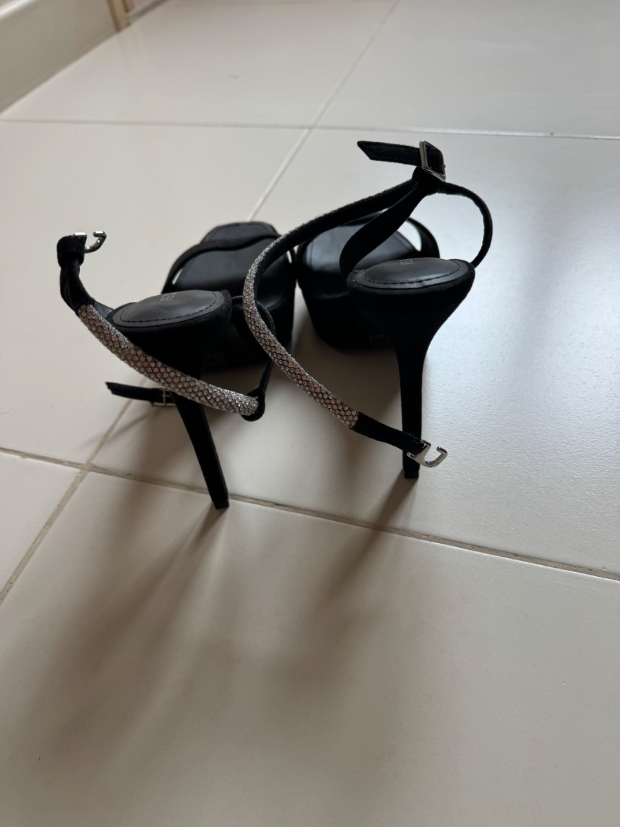 PEDRO Black Heels with Crystal Ankle Strap photo 3