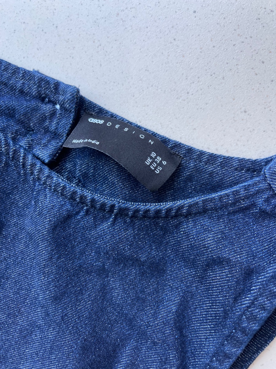 Asos Design Backless Denim Top of Coord Set photo 3