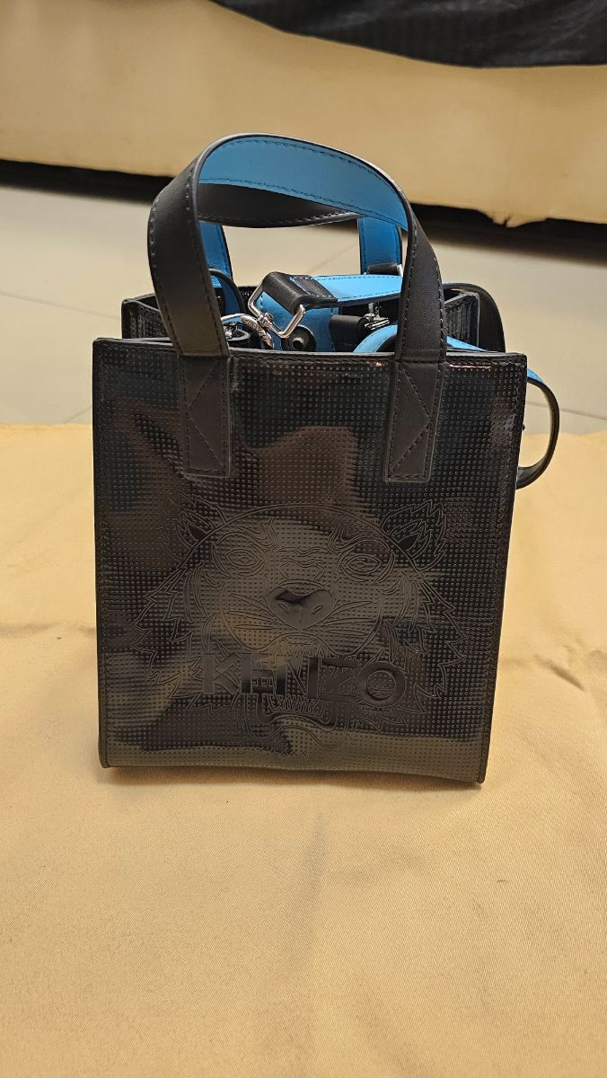 Kenzo Black Perforated Tiger Mini Tote Bag photo 2