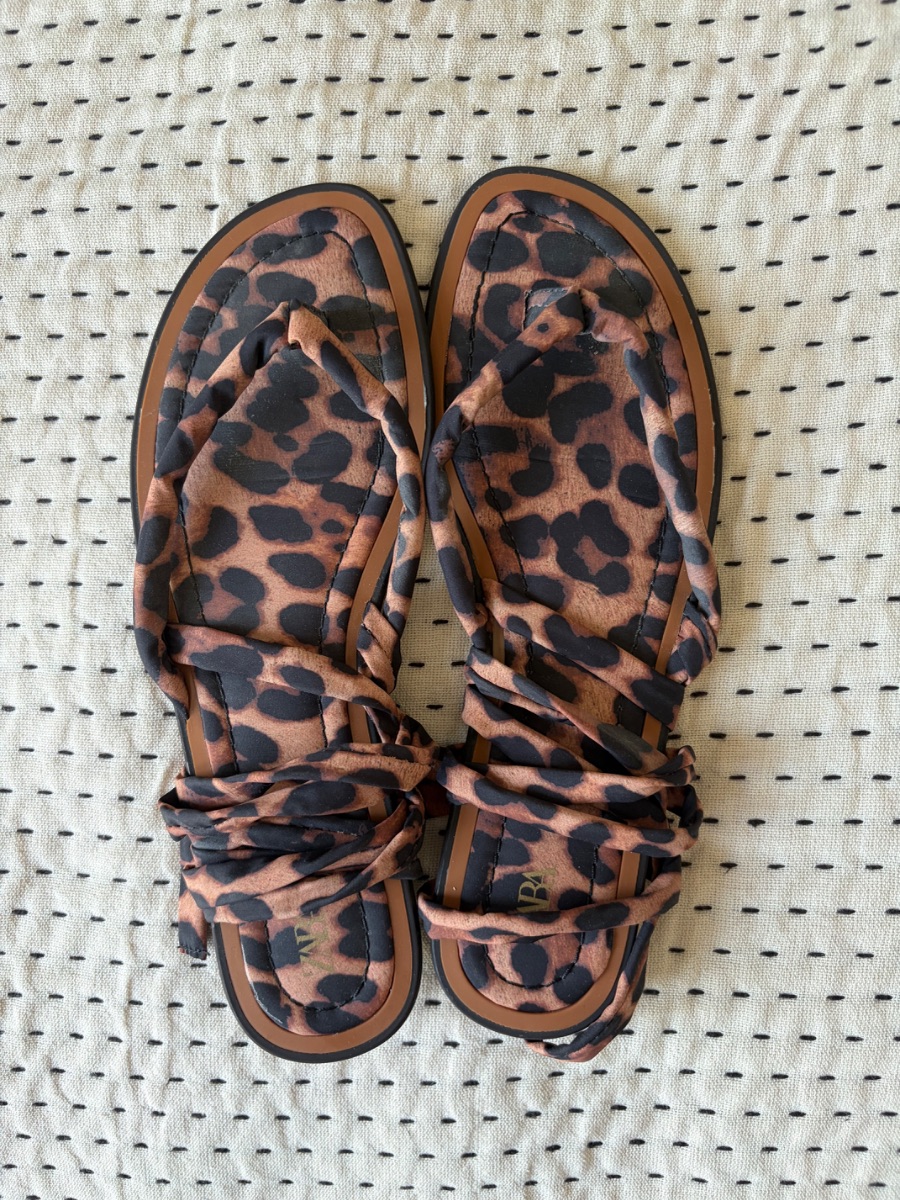 Zara Animal Print Flats with laces - Sz 38