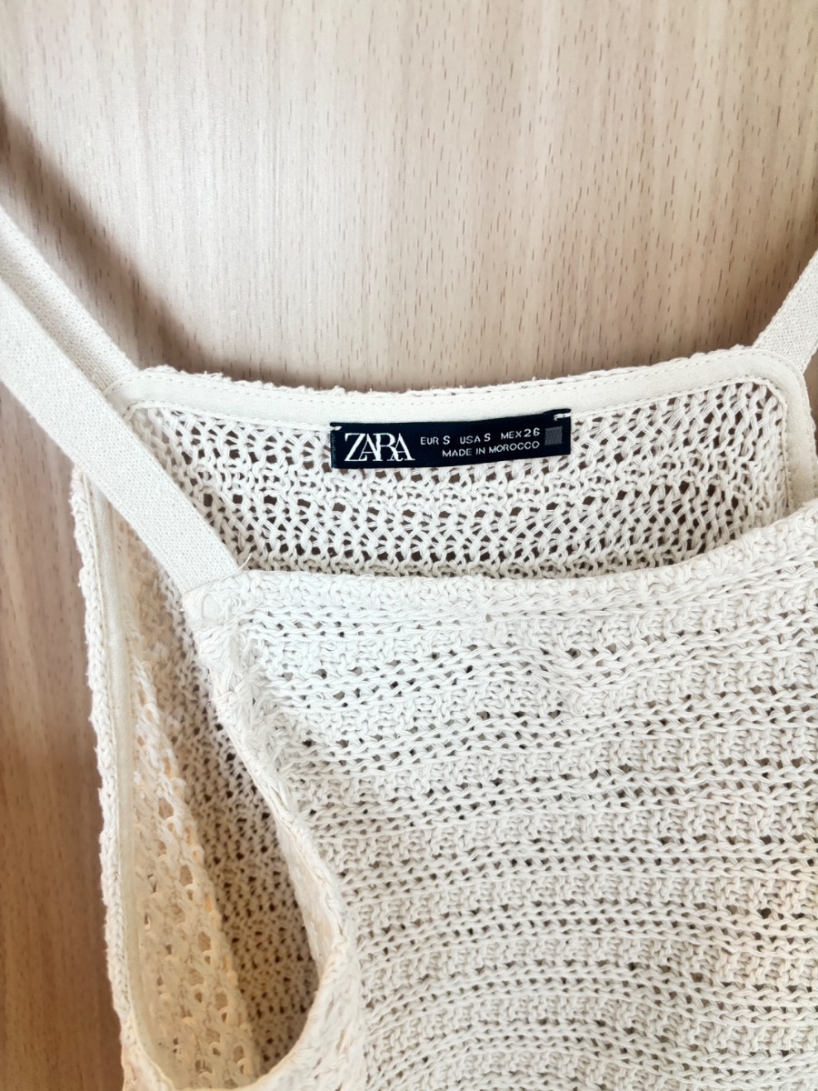 Zara Cream crochet knit dress photo 3