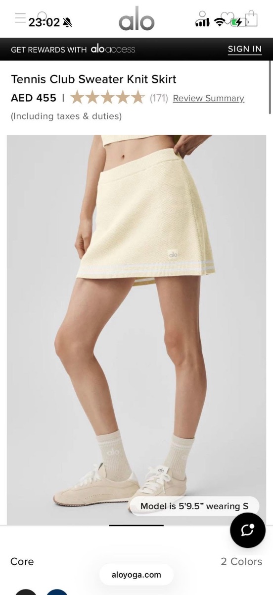 Alo Yoga Alo knit tennis skirt butter yellow