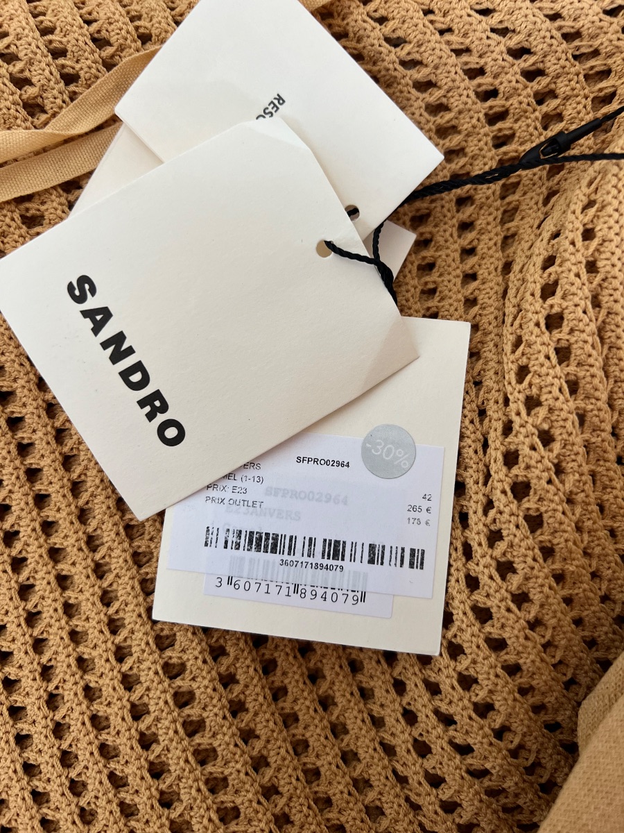 Sandro Camel Openwork Knit Maxi Dress – Brand New