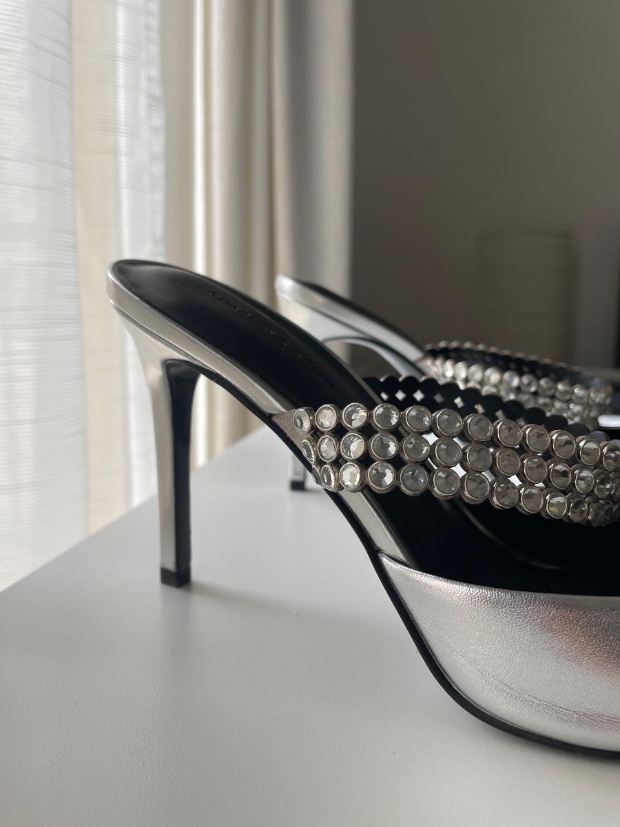 Charles & Keith metallic silver pointed-toe heels photo 3