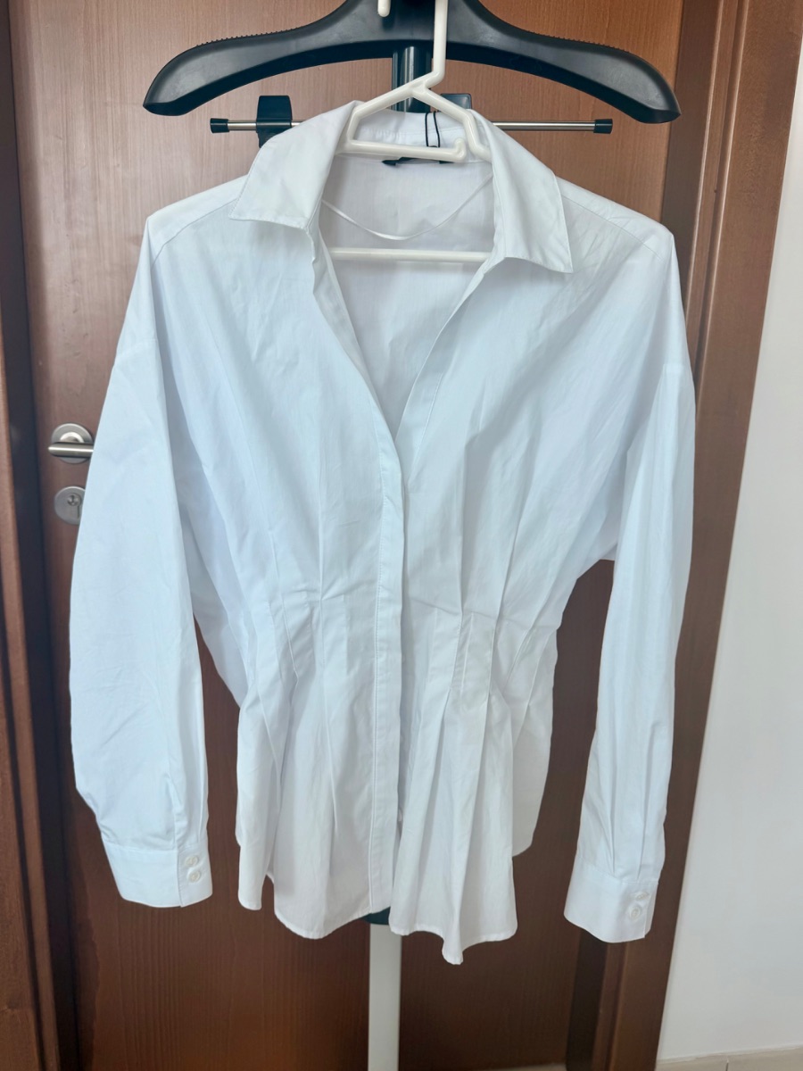 White Fitted Corset Detail Shirt - Zara (with Label) photo 2