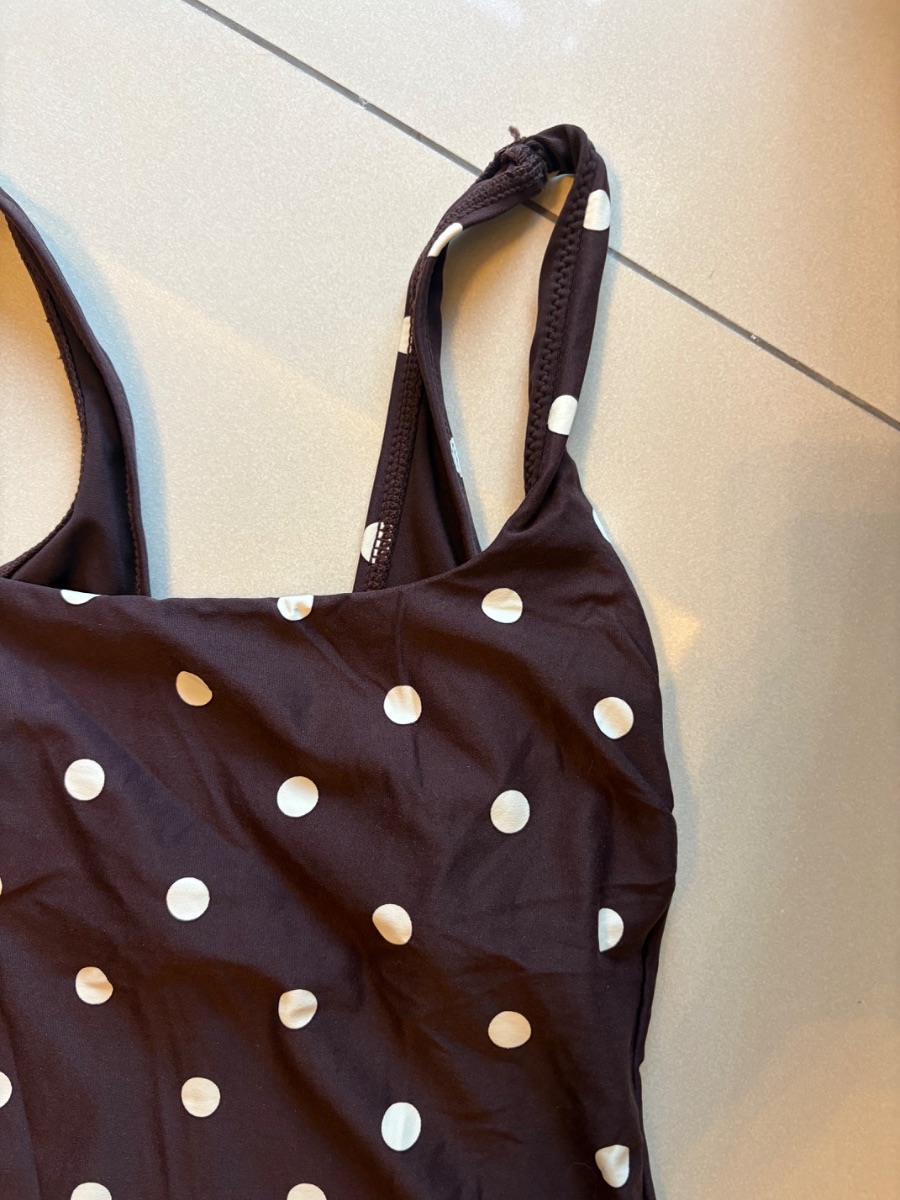 Next brown and white polka dot swimsuit period protection body shaping photo 2