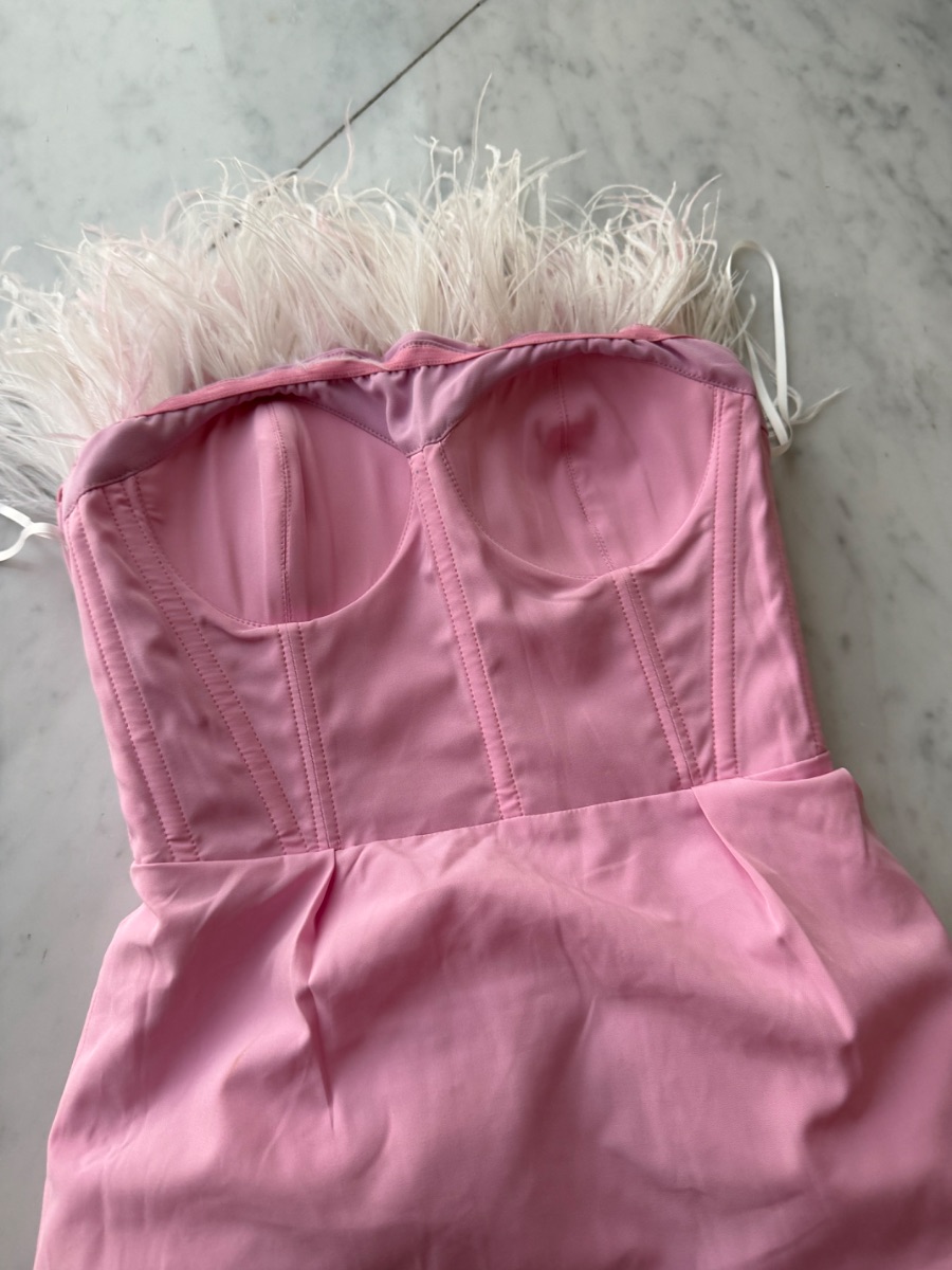 Leedy&Me Ostrich feather mini dress corseted photo 3