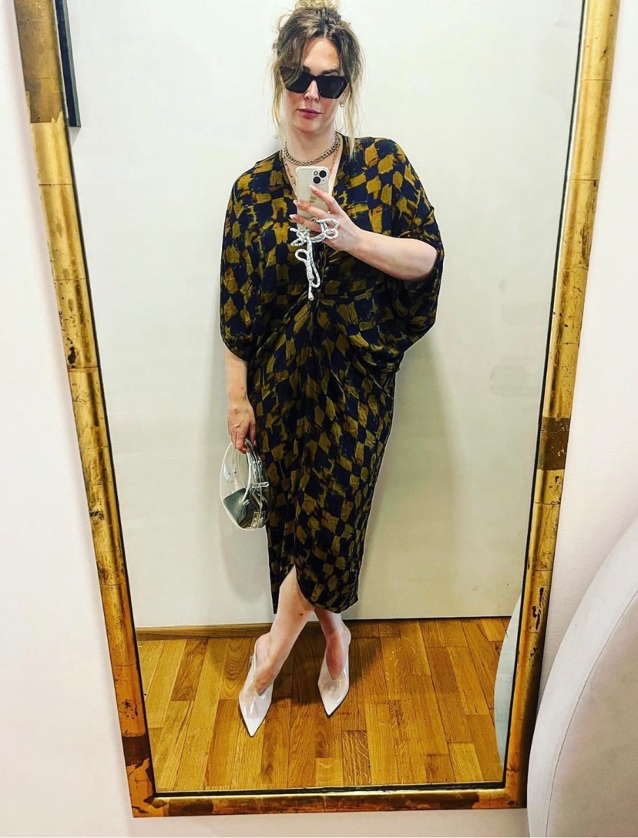 Zara checkered kaftan dress