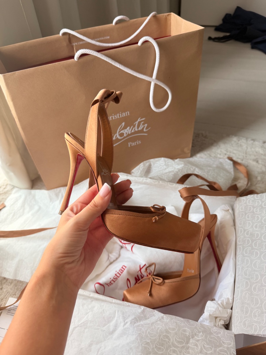 Christian Louboutin Cassia Lace Up Heels in Biege photo 3