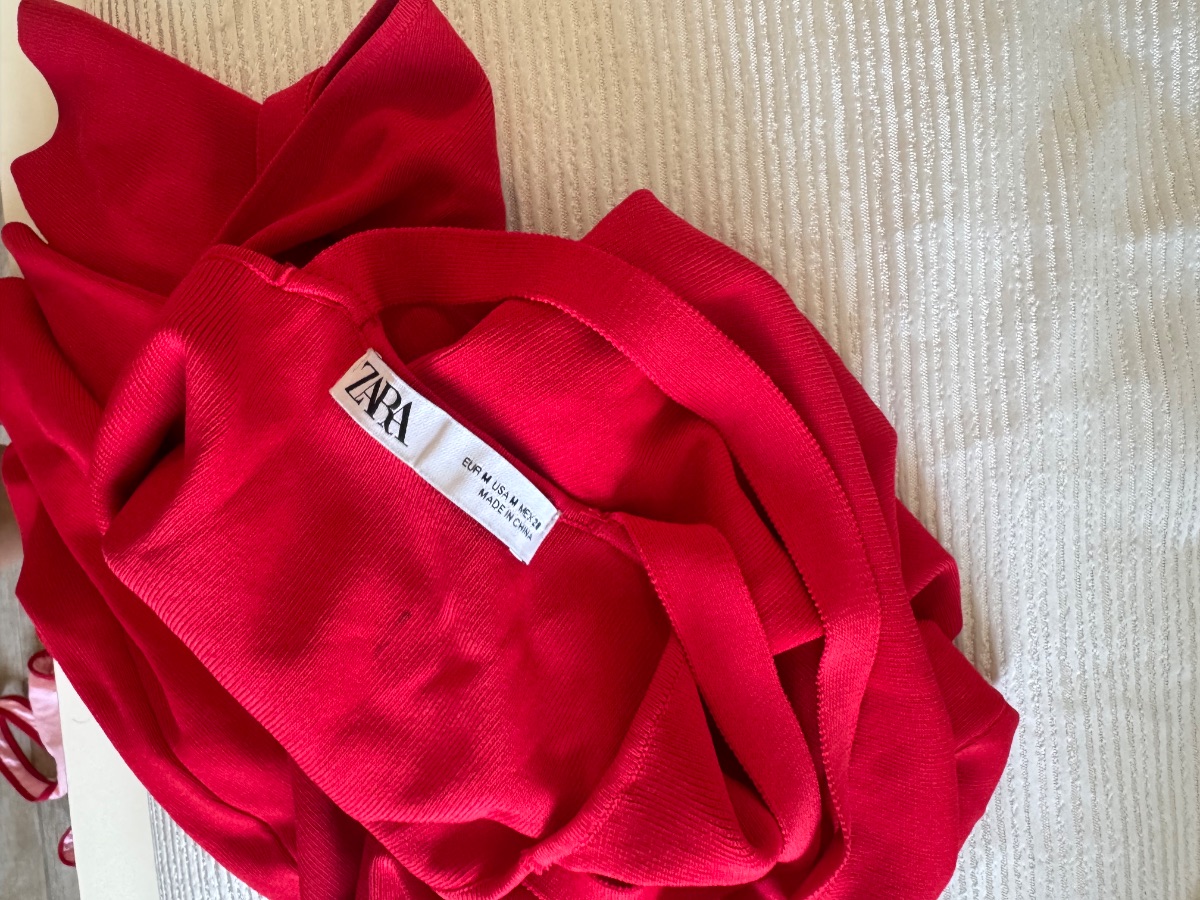 Red zara bandage midi dress photo 3