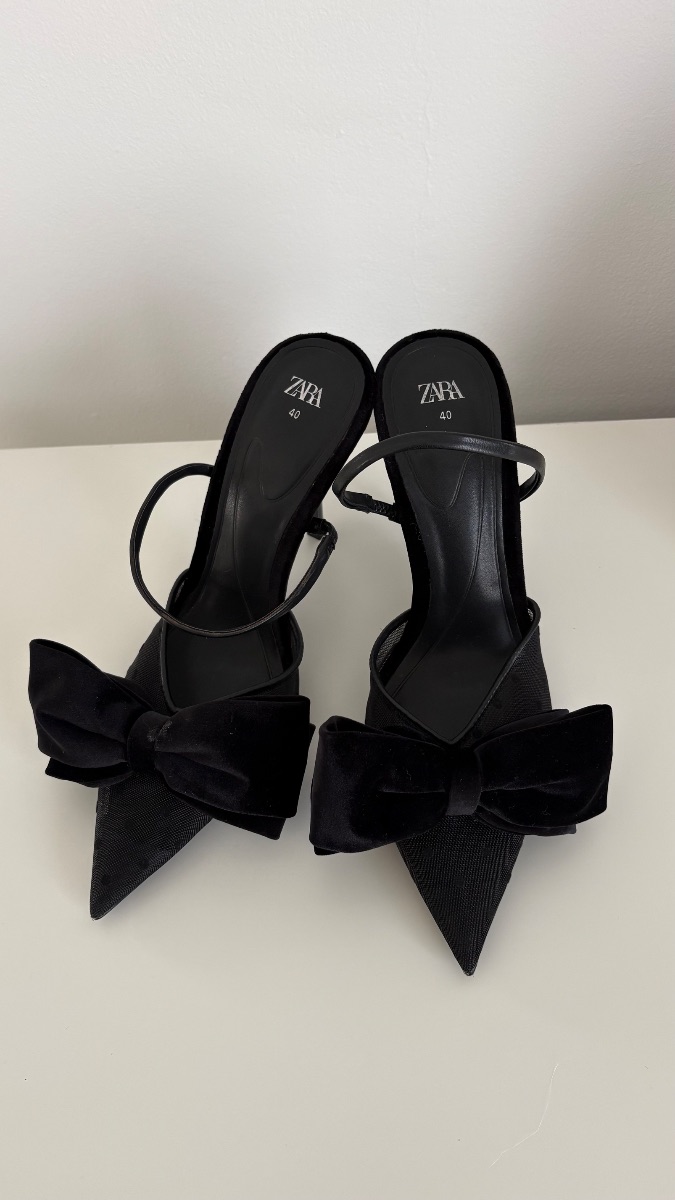 Zara black heels with bow photo 3