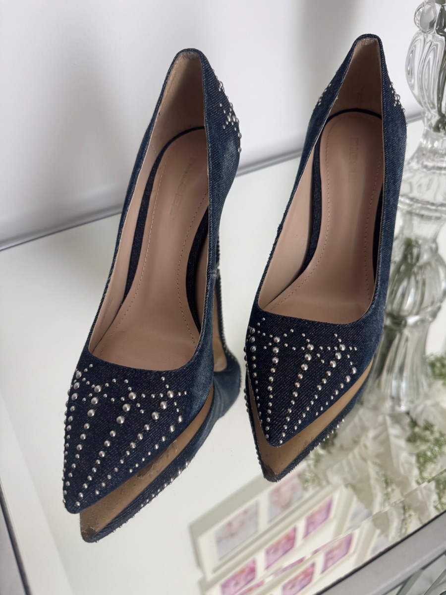 Diesel Picaresque Indigo Denim Studded Pumps photo 3
