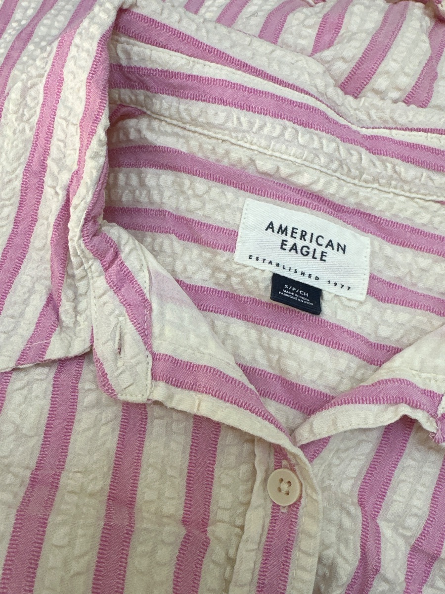 American Eagle Pink and white striped dress photo 2
