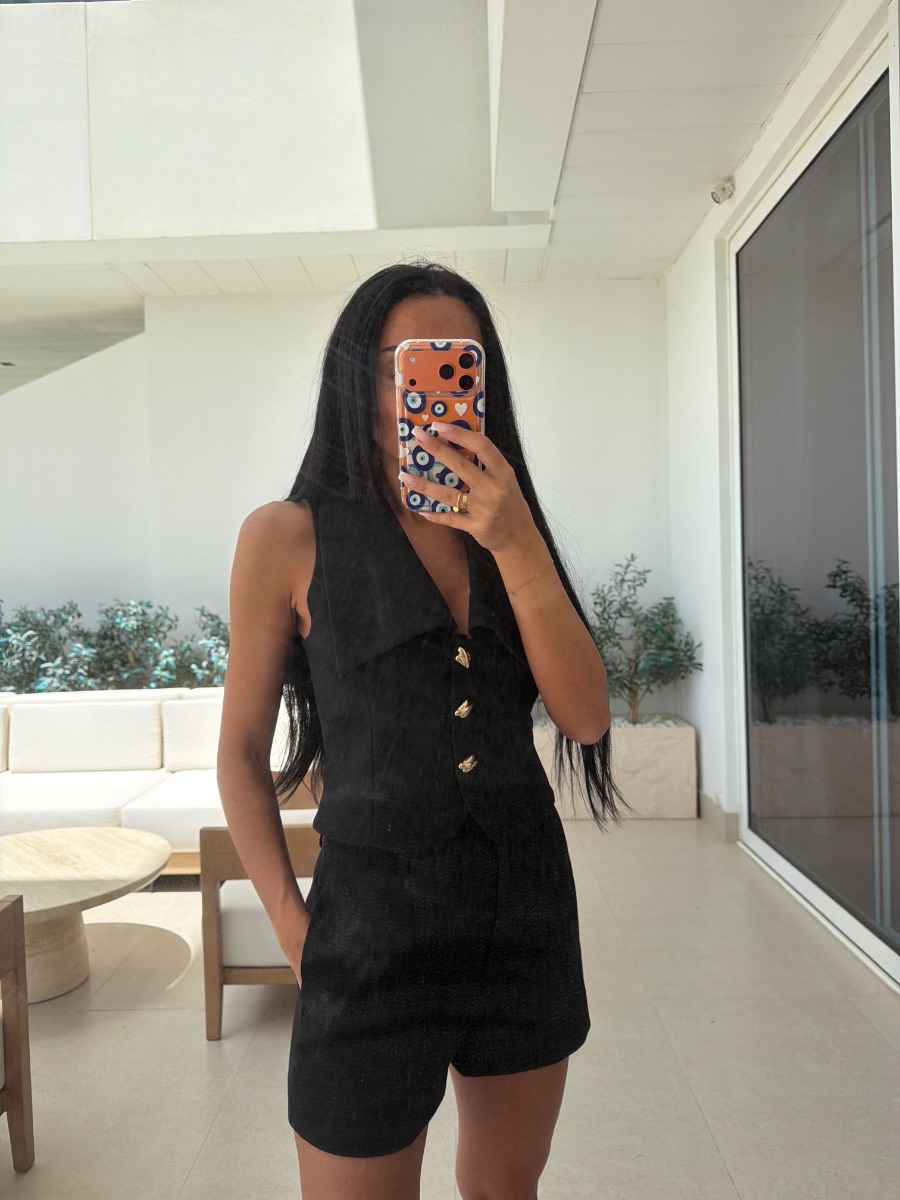Lime studio black gold coord blazer shorts photo 2