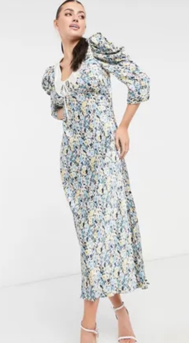 Ghost Essie Dress with Collar Detail in Blue Floral photo 2