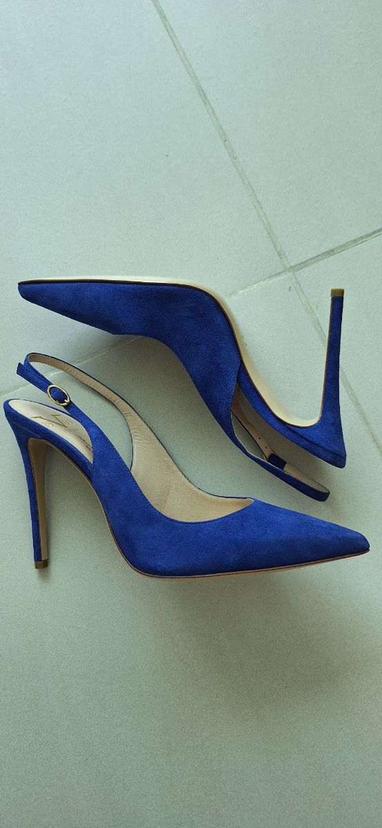 Vero Cuoio Heel Pumps Electric Blue Suede EU38.5 - New photo 2