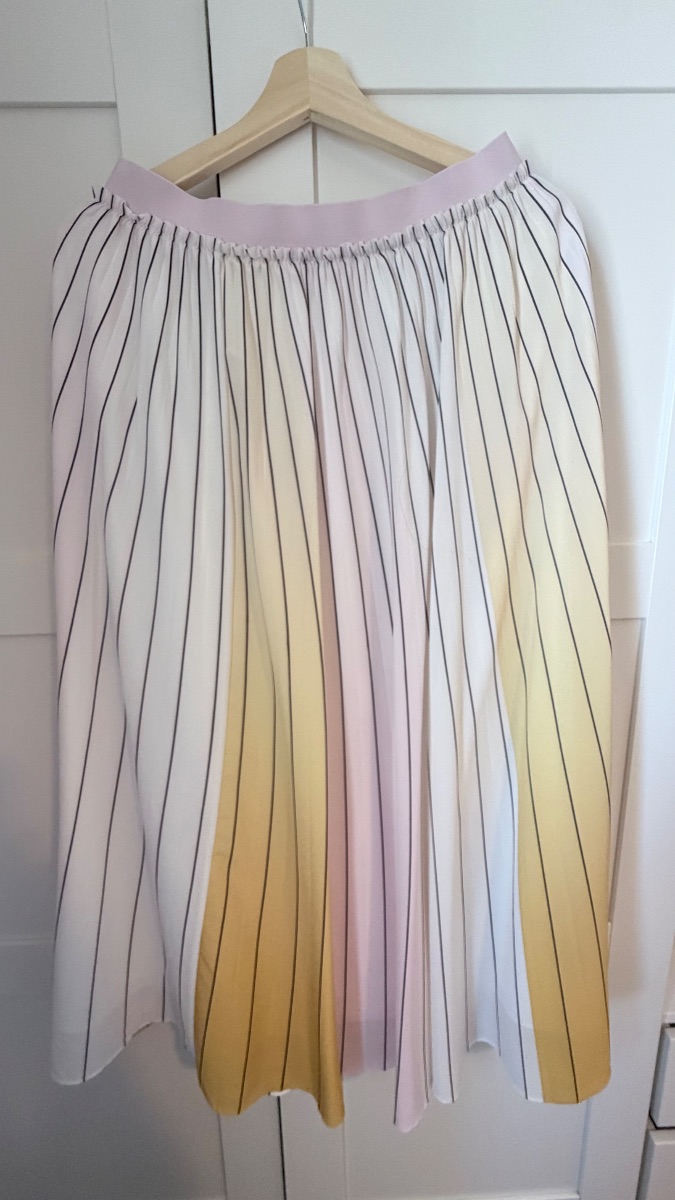 Ted Baker Pleated Midi Skirt – Pastel Ombré Stripes, Size 3 (UK 12 / L)