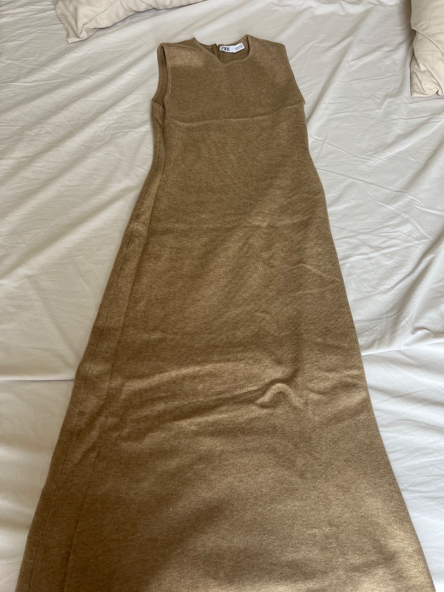 Zara Long Knit Dress – Camel – Size M photo 3