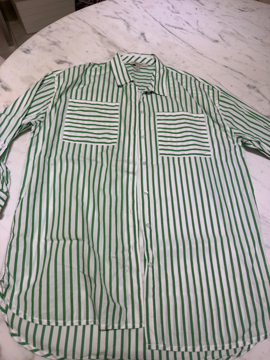 Barbour ladies green & white blouse
