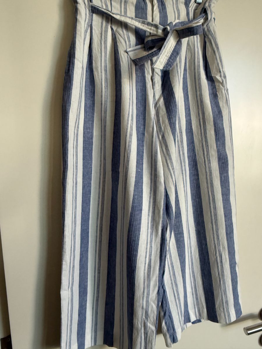 Pull&Bear Pull & Bear Blue & White Stripey Hi waisted Trousers Large