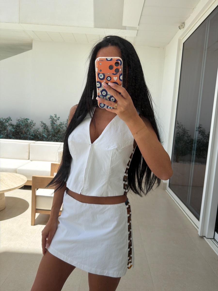 Zara white tortoise ring coord top skirt photo 2