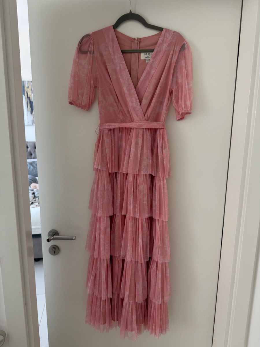 Anya Anaya Blush Pink Tiered Tulle Midi Dress – Never Worn