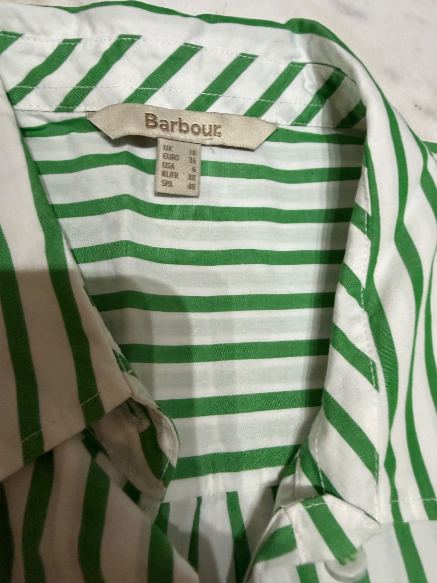 Barbour ladies green & white blouse photo 2