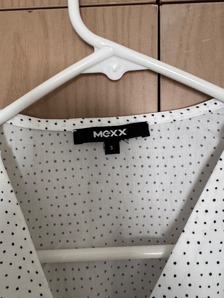 Mexx white polka dot wrap top with side tie photo 3
