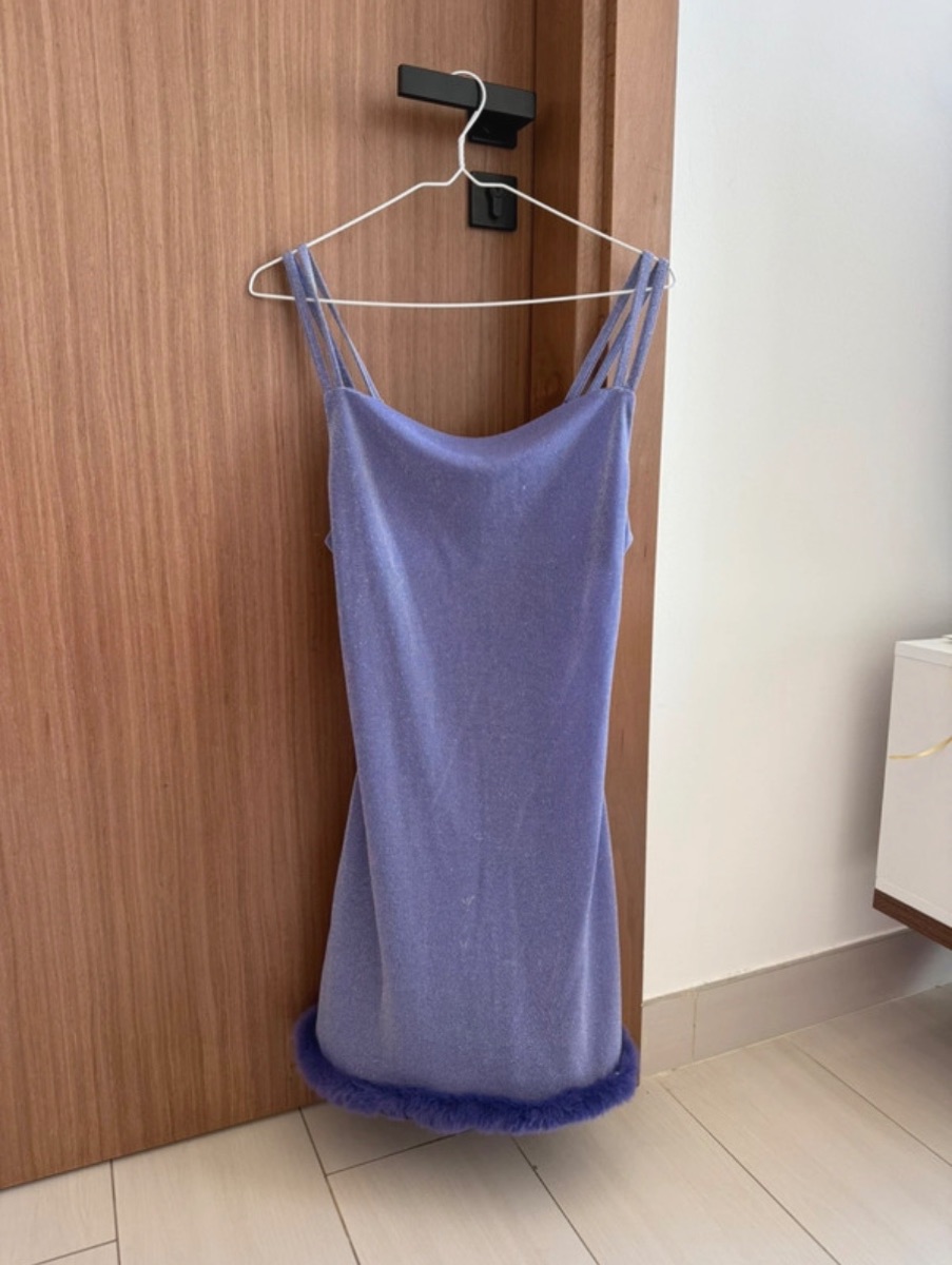 Skinnydip Purple Mini Dress with Faux Fur Trim